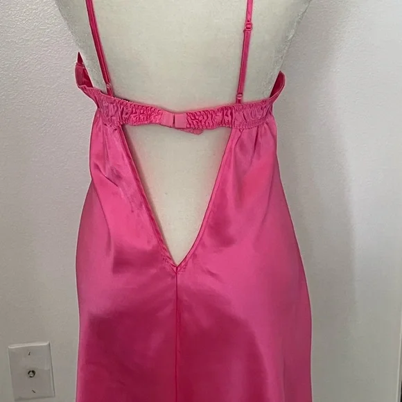 Betsey Johnson Fuchsia Satin Chemise with Lace - Picture 3 of 16